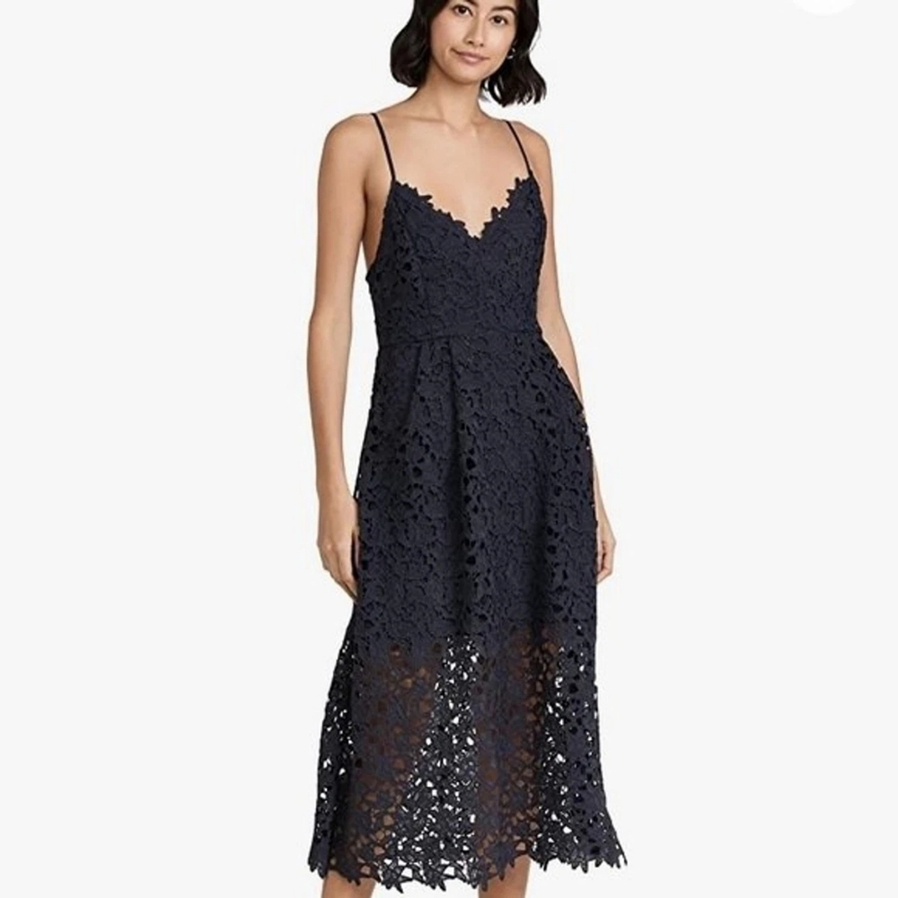 ASTR the Label Elegant Black Lace Illusion Midi Dress - Size XL - Picture 1 of 11